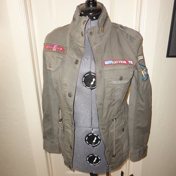 AFFLICTION "Black Premium" Women's Military Green Camouflage Jacket Size XS - Picture 1 of 7